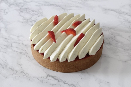 Tarte fraise vanille basilic